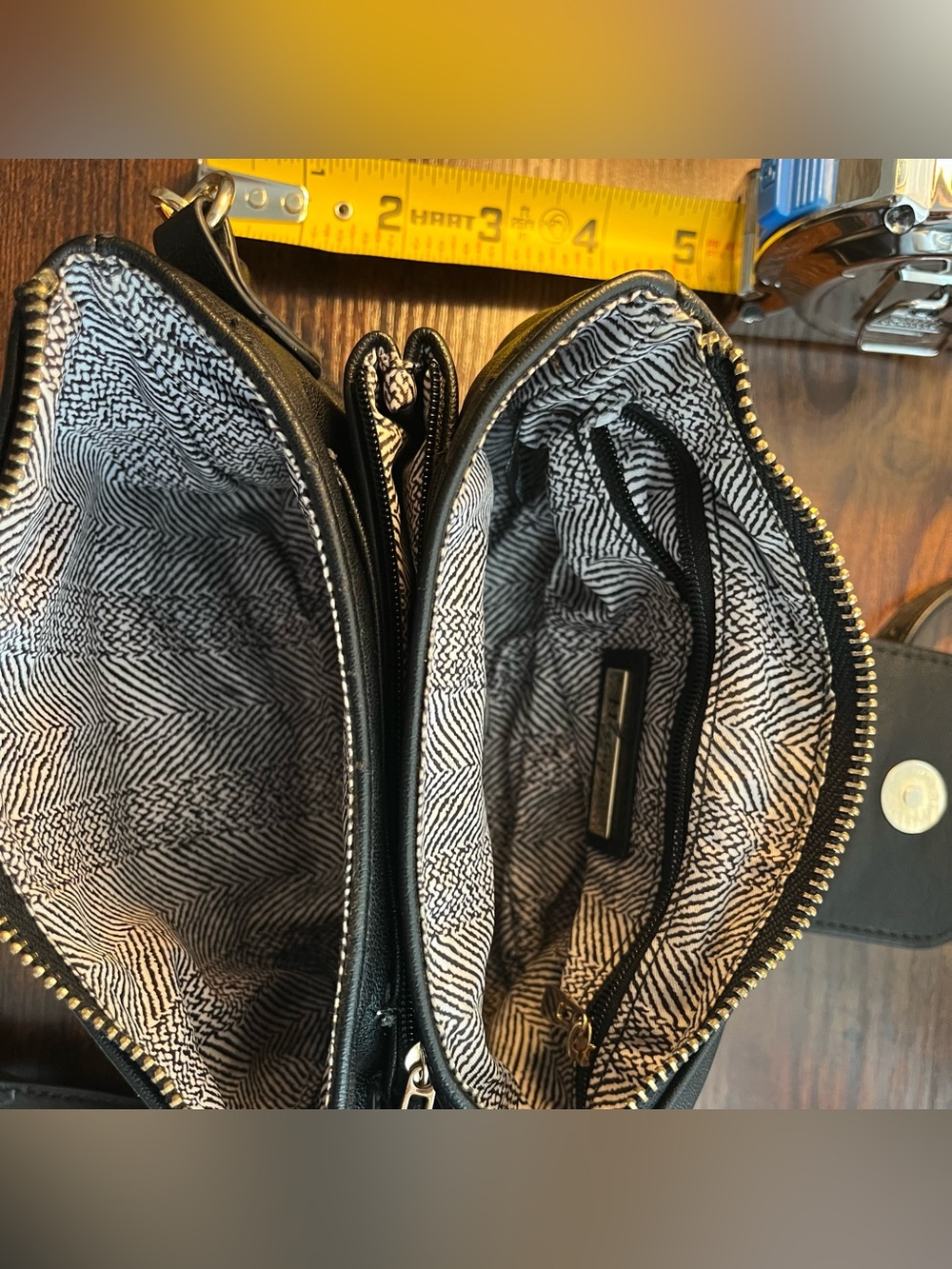 Miztique Black Vegan Leather Crossbody Bag Gold Hardware Buckle Detail - Picture 10 of 16
